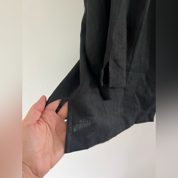 Connie Roberson Black Open Front Collared Linen Lightweight Blazer Size Large‎ - Picture 6 of 8